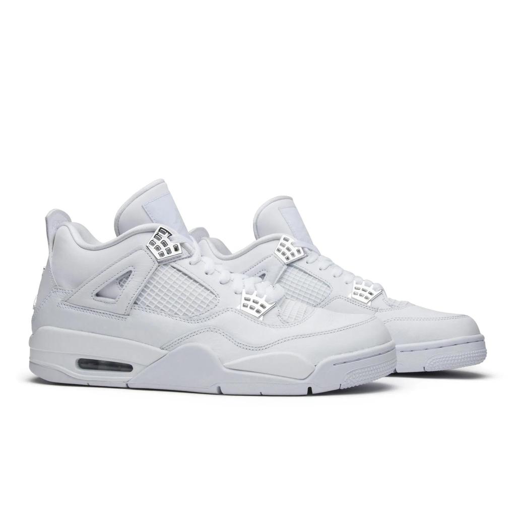Air Jordan 4 Retro 'Pure Money' 2017 (Unisex) White / Metallic Silver / Pure Platinum Vintage Basketball Shoes 308497 100