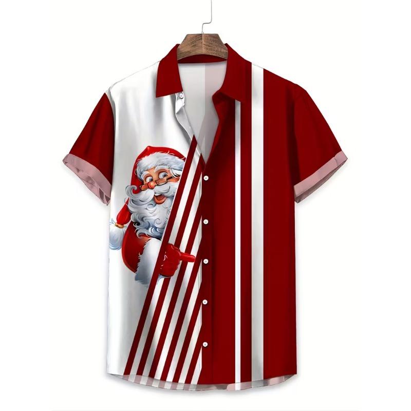 Осенне-зимняя мужская рубашка с коротким рукавом, новогодняя рождественская рубашка с цифровой печатью, топ, мужская повседневная рубашка