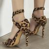 Сексуальные летние сандалии-гладиаторы на высоком каблуке с острым носком и леопардовым принтом, женские клубные танцевальные туфли с пряжкой на щиколотке и ремешком, Zapatos Mujer