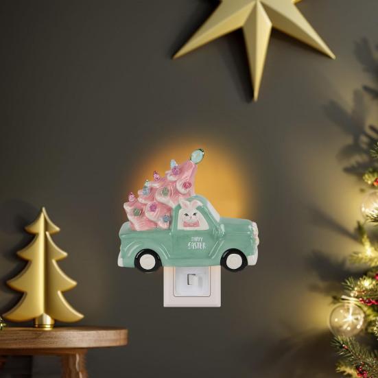 Пасхальный кролик, лампа на дереве, смоляная машина-кролик, мигающая декоративная лампа, светодиодная подсветка, фигурка животного, статуя, скульптура, весеннее пасхальное украшение для рабочего стола