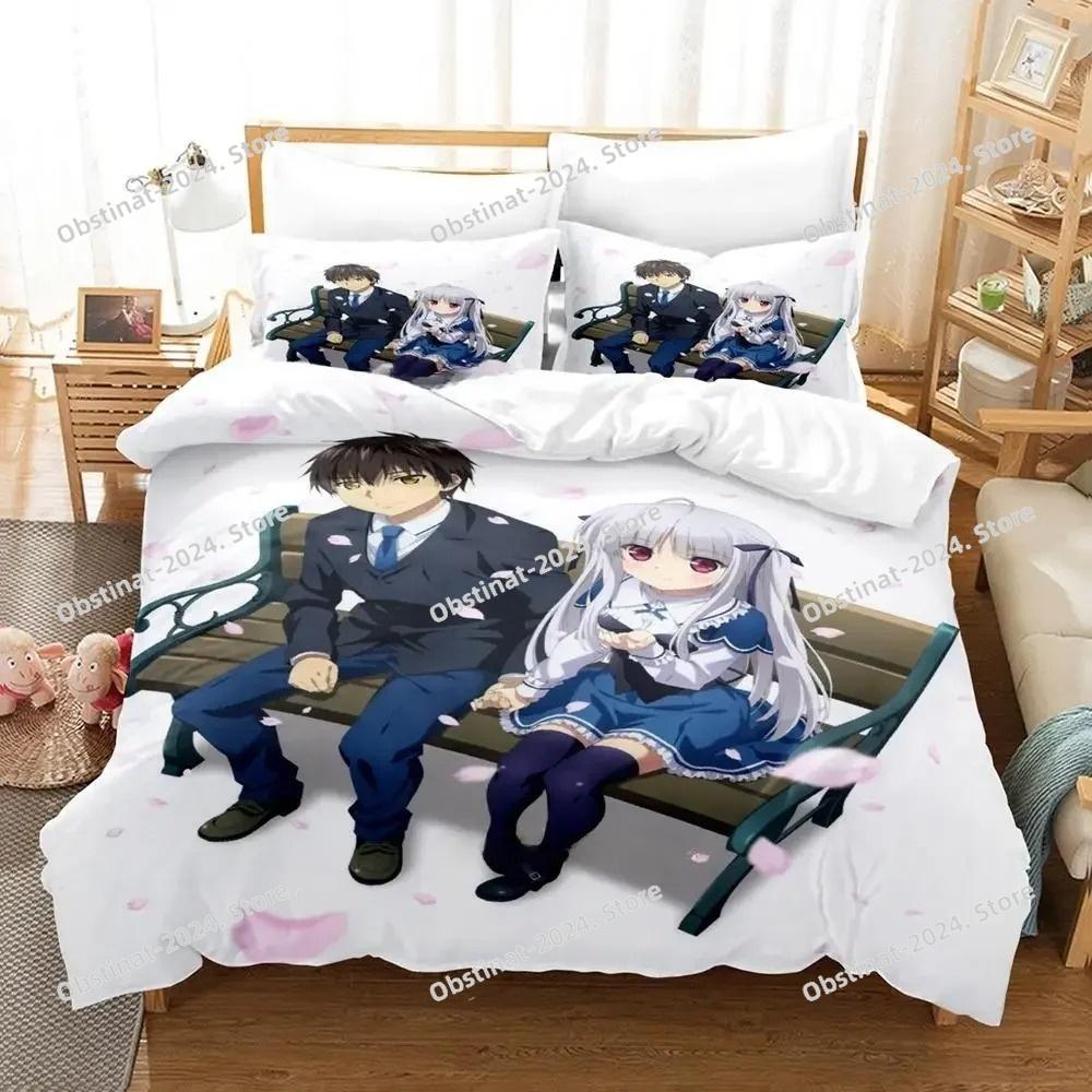 Kawaii Anime Absolute Duo Комплект постельного белья Пододеяльник Одеяло Постельное белье Пододеяльник Наволочка King Queen Twin Размер Мальчики Девочки Взрослые