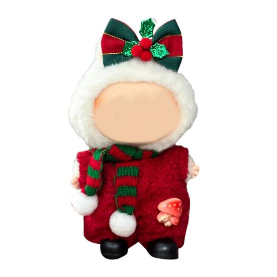 Christmas Costume Set 17cm Doll Outfit Santa Claus Clothes Santa Hat Dress Accessories Cute Dress Up Costume Set for Xmas Holiday Winter Gifts