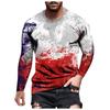 Round Neck 3D Graffiti Printed Top Casual Long Sleeved Men's T-shirts - Soft Medium Stretch Polyester Fabric Spring and Autumn Relaxed Fit Clothing