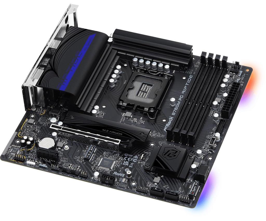 Материнская плата ASRock B760M PG Riptide совместима с процессорами Intel 12-го и 13-го поколений, чипсет B760, материнская плата DDR5 Micro ATX, авторизованный дистрибьютор