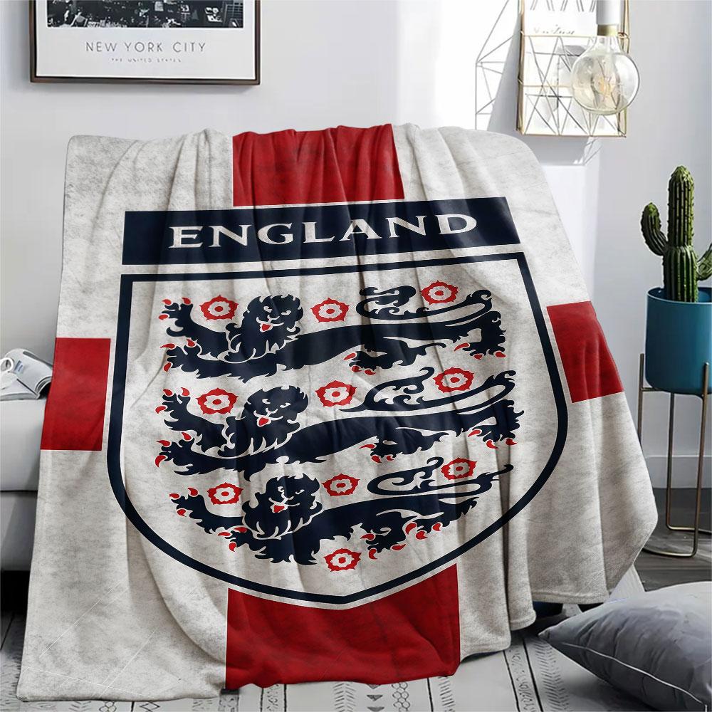 1PC England National Football Team Patterned Flannel Blanket Suitable For All Seasons for Home Decor Warmth and Comfort Gifts Holiday Present