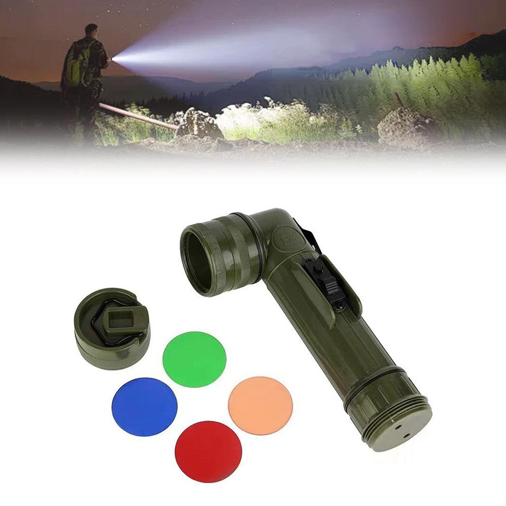 1Set L-Shape Flashlight with Multi-Color Lenses Multi-Function Tactical Camping Work Light Includes Back Clip and Hanging Hook