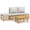 VidaXL Garden Lounge Set 4 Pcs with Light Grey Cushions Bamboo 3155107