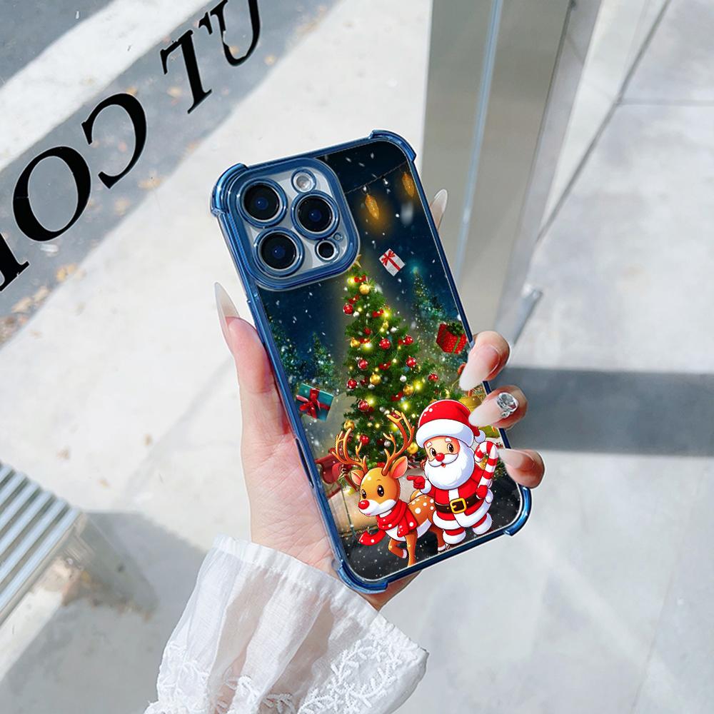 Чехлы для телефонов Ae121 Merry Christmas Santa design art из гальванизированного ТПУ для Samsung A54 A12 A14 S23 S24 Ultra A55 A15 S21 FE с четырьмя углами защиты
