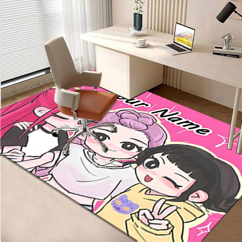 1PC Custom Name "Friendship Fun" Theme Floor Mat Ideal for Living Room, Game Rooms, Office, Bedroom,Floor Mat Playful Design