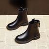 Женские тонкие ботинки из мягкой кожи 2025 новая плоская подошва задняя молния весенне-осенние одинарные ботинки осенне-зимние бархатные ботинки Мартин короткие ботинки