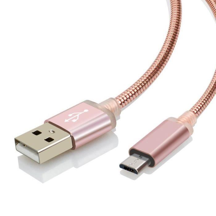 Micro USB Charger Cable - Brand - Model - 1m - Metal - Pink