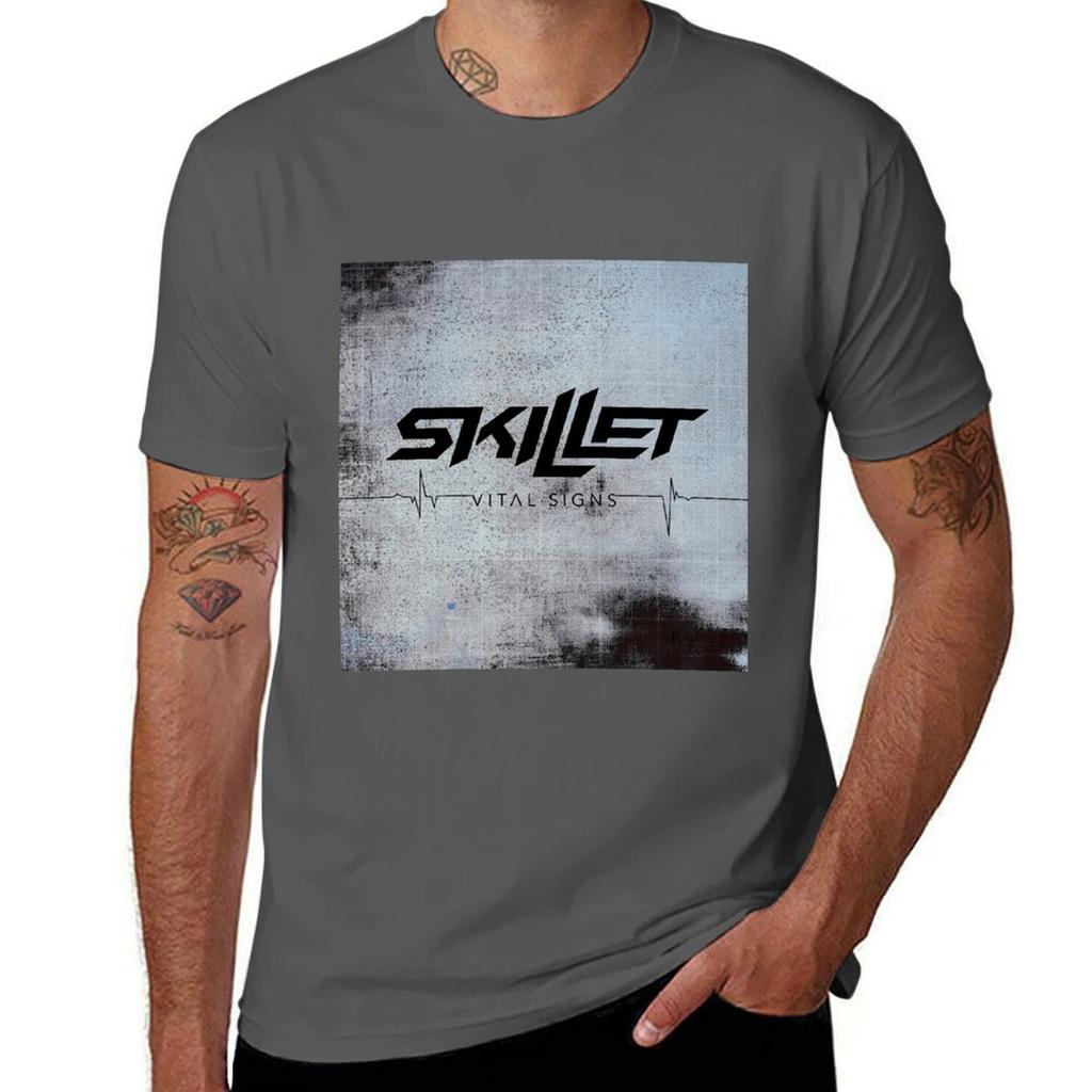 Skillet vital signs Tshirt summer tops Short sleeve tee oversized t shirt men