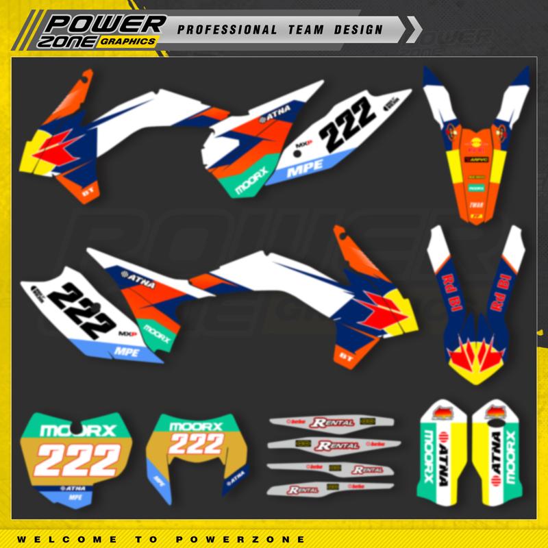 Комплект наклеек с графикой для мотоциклетной команды PowerZone Для KTM SX SXF MX 2013-2015 EXC XCW Enduro 2014-2016 125-500 куб. см 109
