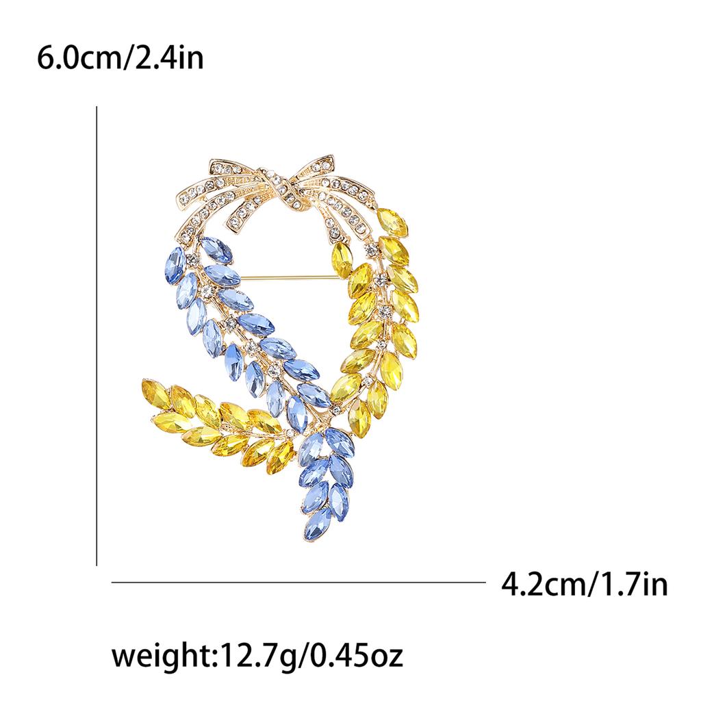 Trendy Rhinestone Wheat Ear Brooches for Women Ukrainian Wheats Pins Enamel Plant Badges Office Party Friend Gifts Accessories
