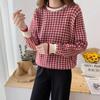Classic O-Neck Plaid Knitted Sweater Women Loose Vintage Pullover Fall Winter New Long Sleeve Female Clothes