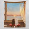 Бохо Домашний Декор Окно Вид на Море Эстетический Декор Комнаты Гобелен Кружева Настенный Милый Декор Комнаты