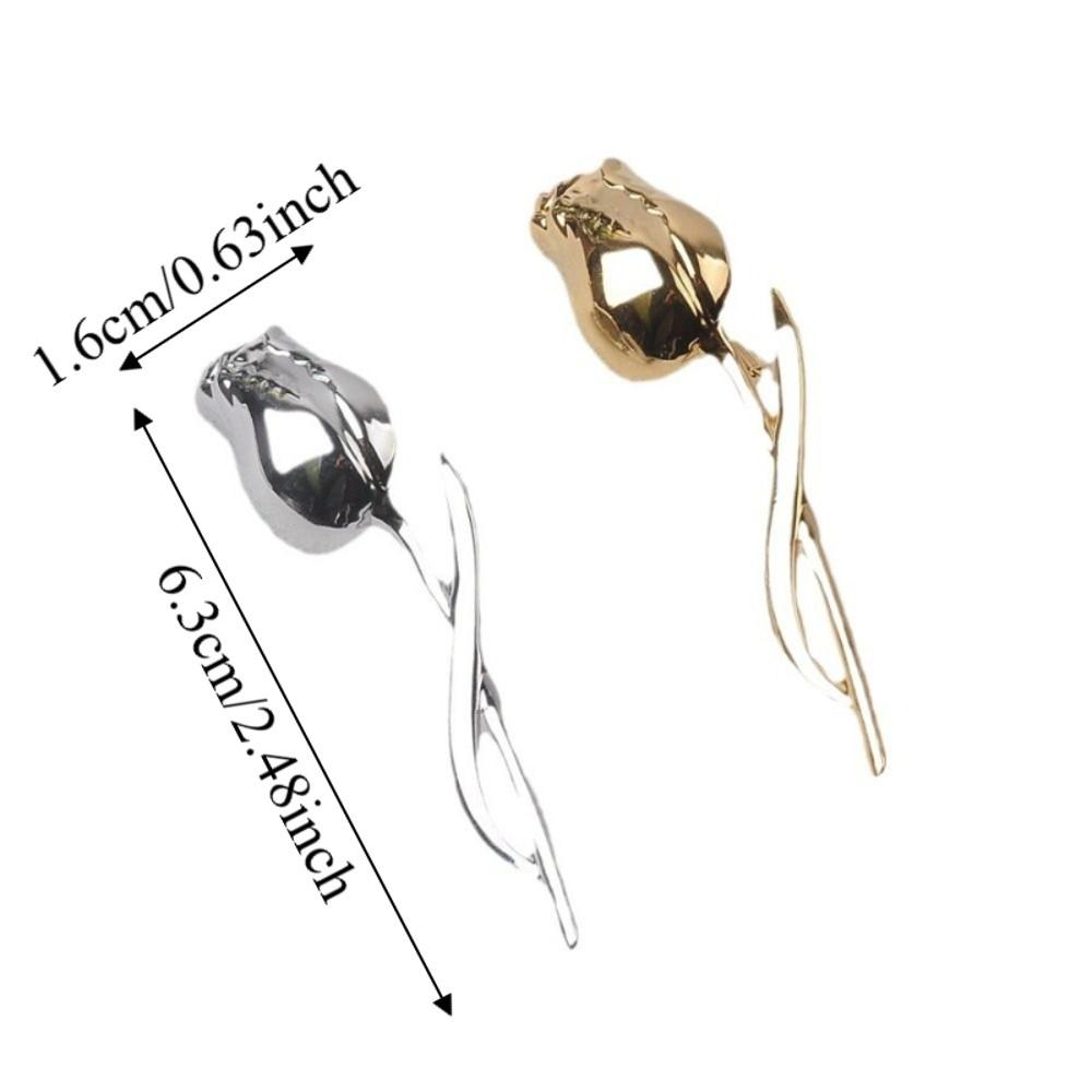 Elegant Rose Flower Brooch Gold Color Rose Brooch Daily Wear Lapel Pins Banquets