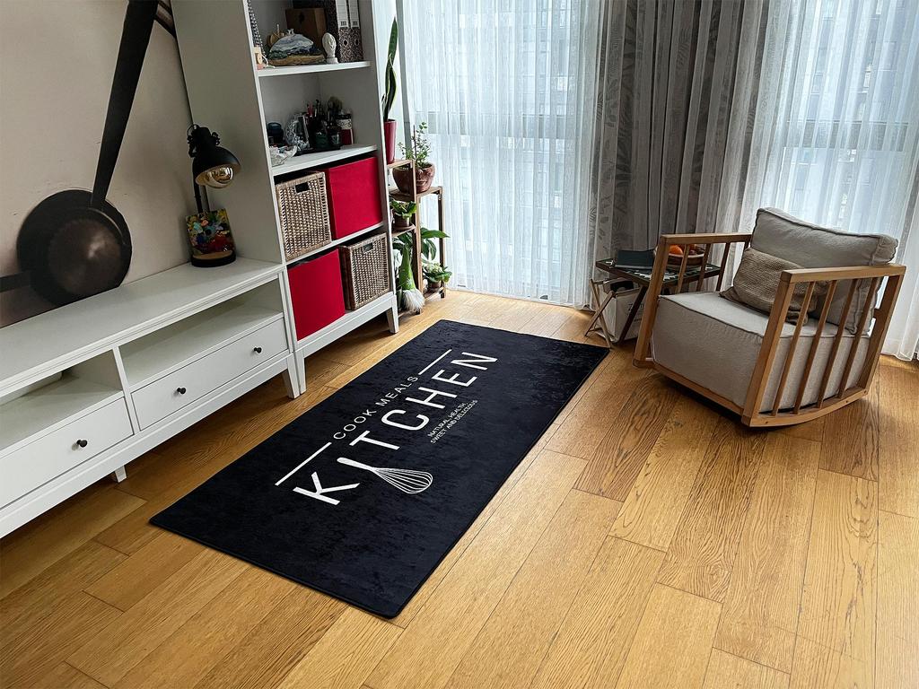 EPeddler Home Modern Kitchen Written Pattern Digital Printing Washable Non-Slip Leather Base New Generation Kitchen, Dining Room Carpet and Runner