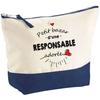 Trousse maquillage - PLANETEE - Pochette fond bleu Bazar d'une Responsable d'Amour - Grand format - Coton - Sublimation HD