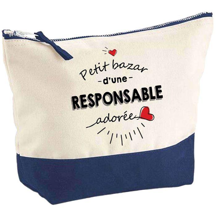 Trousse maquillage - PLANETEE - Pochette fond bleu Bazar d'une Responsable d'Amour - Grand format - Coton - Sublimation HD