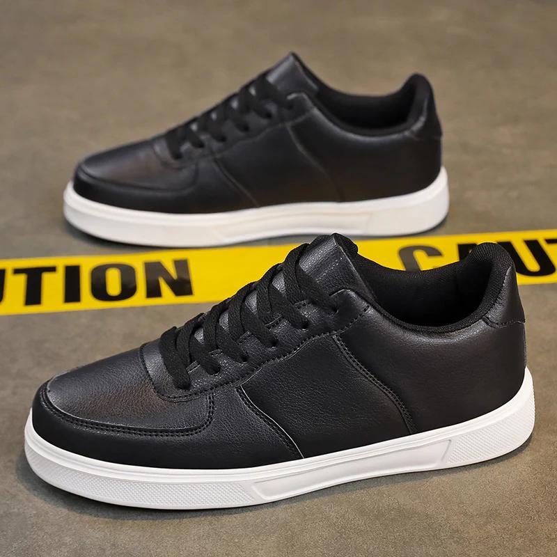 Модные кожаные мужские белые кроссовки, дышащие, удобные, классические, повседневные туфли, мужская обувь для прогулок на открытом воздухе, размер обуви 36-47