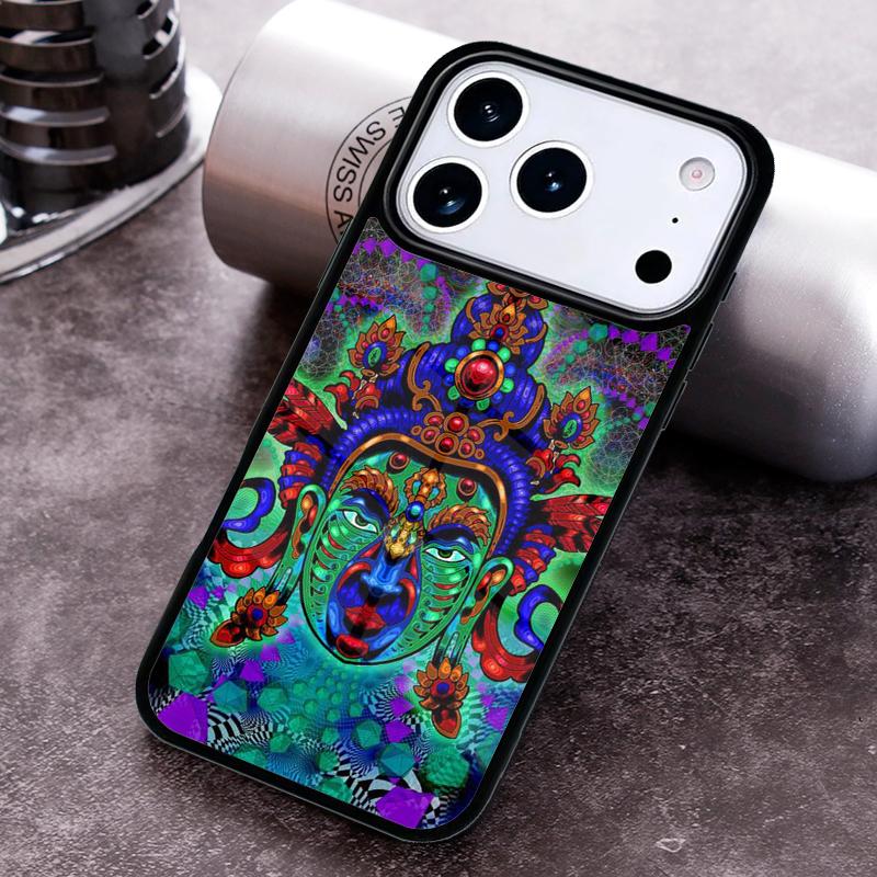 Неоновая Психоделическая Триповая Будда Арт Чехол для Телефона для iPhone 17 16 15 Pro Max Air 14 13 12 11 Plus Ударопрочный Capa Чехол