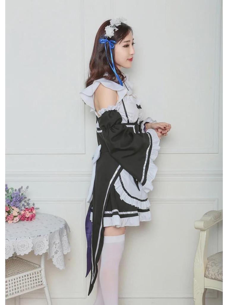 S-3XL Re:Zero Anime Maid Costume - Large Size Ram/Rem Outfit
