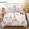 Eiffel Tower Duvet Cover Set King Paris Eiffel Tower Themed Bedding Set Polyester Cityscape Romantic Pink Love Heart Quilt Cover