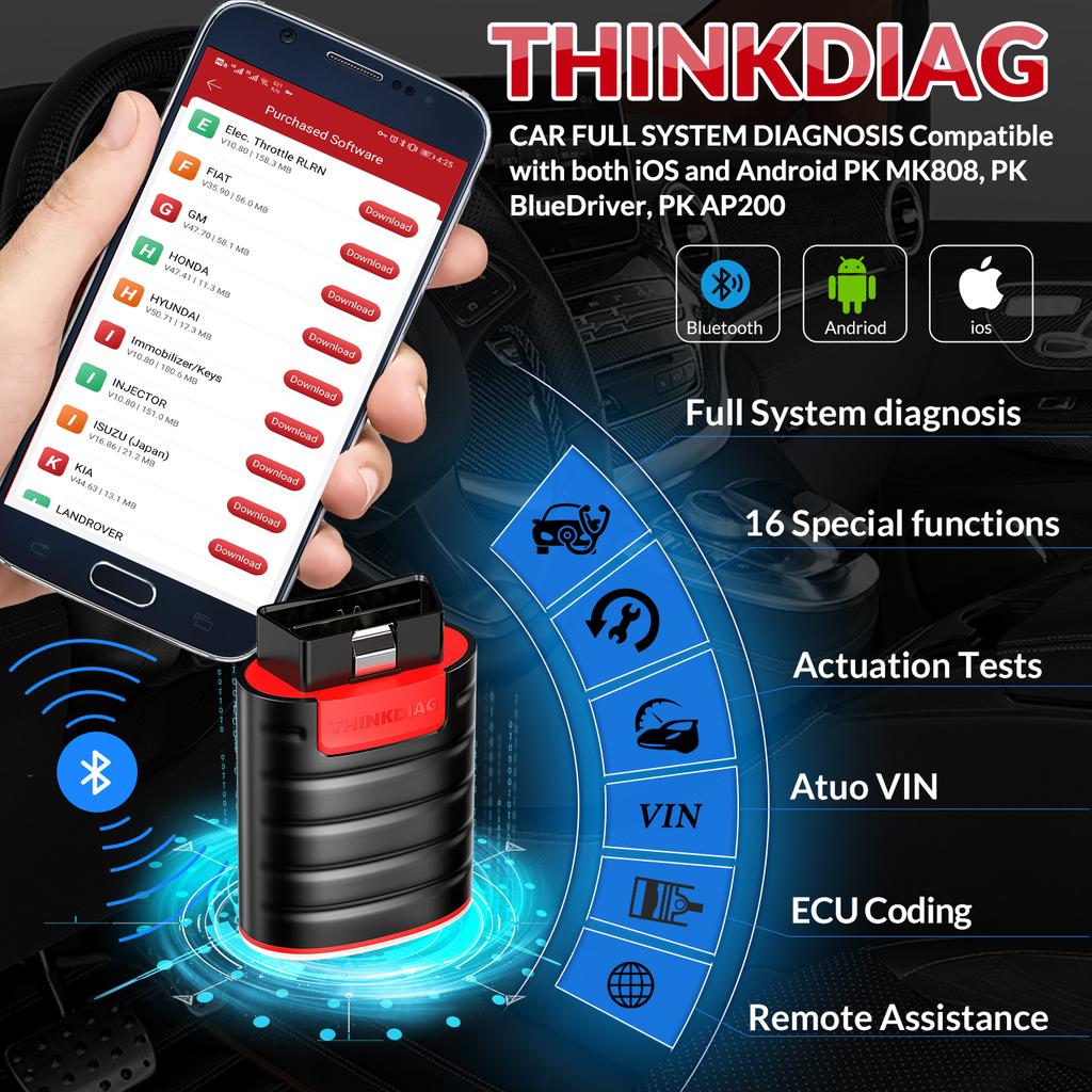 USA EU Warehouse NEW Thinkdiag Same As Easydiag 3.0 X431 BT Adapter Update Online Full System OBD2 Scanner Diagnostic Tool