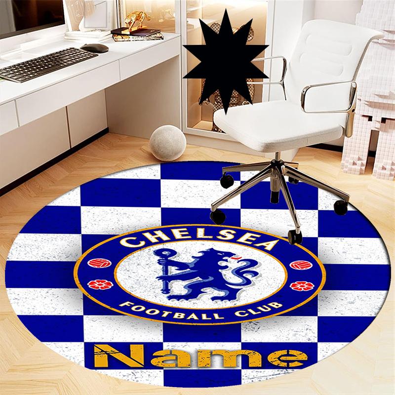 Custom Name Chelsea Football Club Printed Round Rug Carpet Chair Rug Area Rug Entryway Doormats,for Office Chair Living Room Bedroom Kitchen Room.