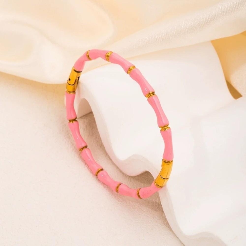 Stainless Steel Enamel Resin Bracelet Colorful Stainless Steel Bangle Bamboo Joint Bangle Party