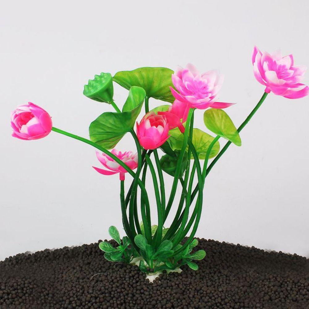 for Fish Tank Decor Beautiful Plasitc Water Grass Artificial Lotus Lotus Ornaments Aquatic Flower