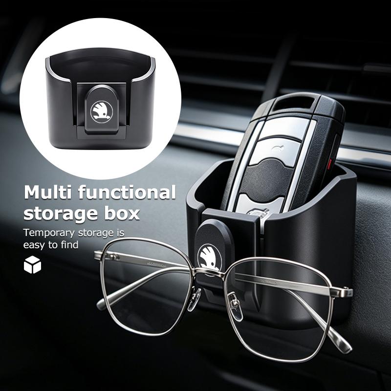 CGL1 For Skoda Car Interior Key Remote Control Storage Box Organizer ID Card Key Holder Fabia 1 2 Octavia a7 RS Superb Rapid Yeti