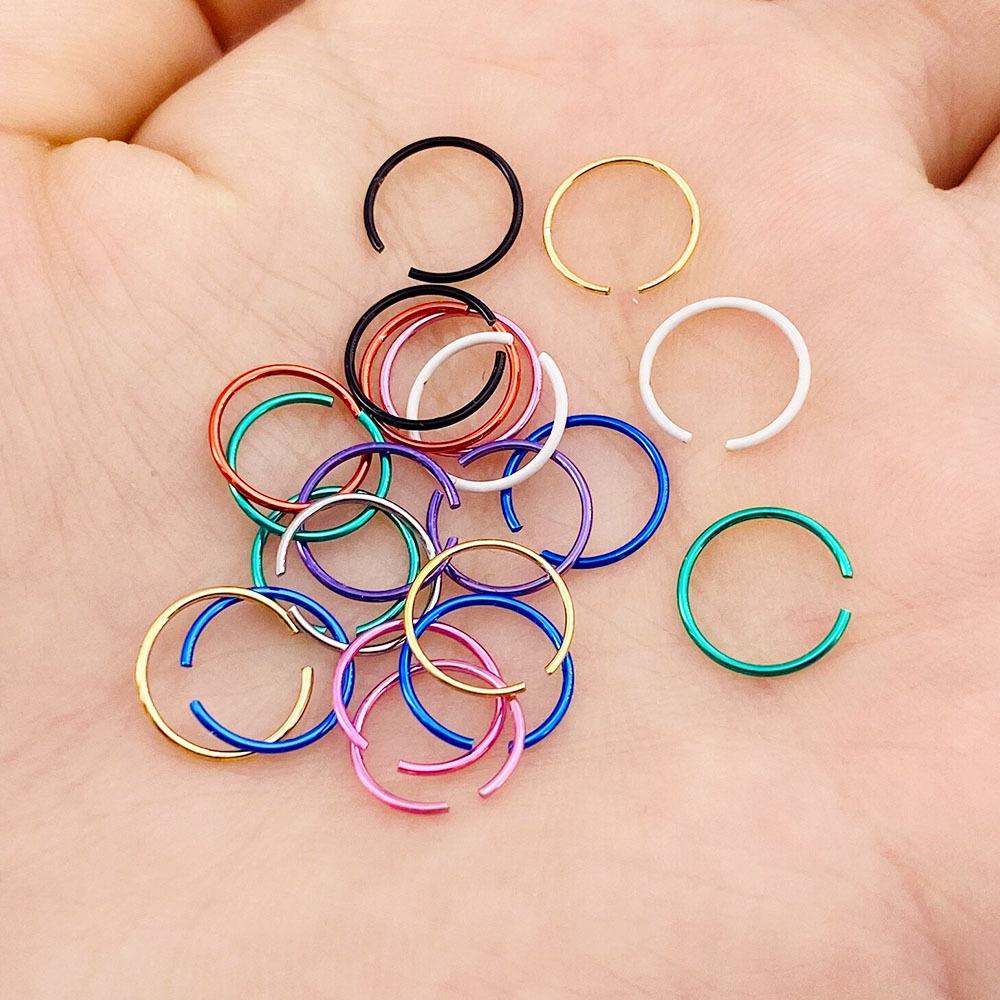 Поддельные кольца для носа в форме буквы С из нержавеющей стали, круглые титановые стальные серьги-гвоздики для носа, украшения для пирсинга, 40 коробок.