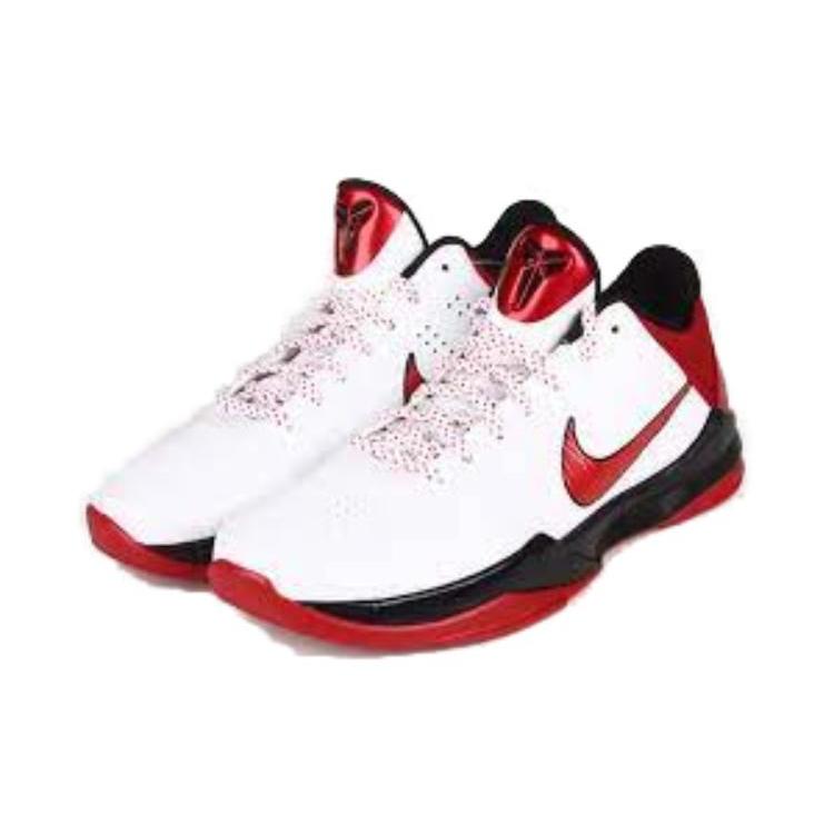 Nike Zoom Kobe 5 Удобные износостойкие дышащие низкие баскетбольные кроссовки унисекс Белые Красные 386430-161
