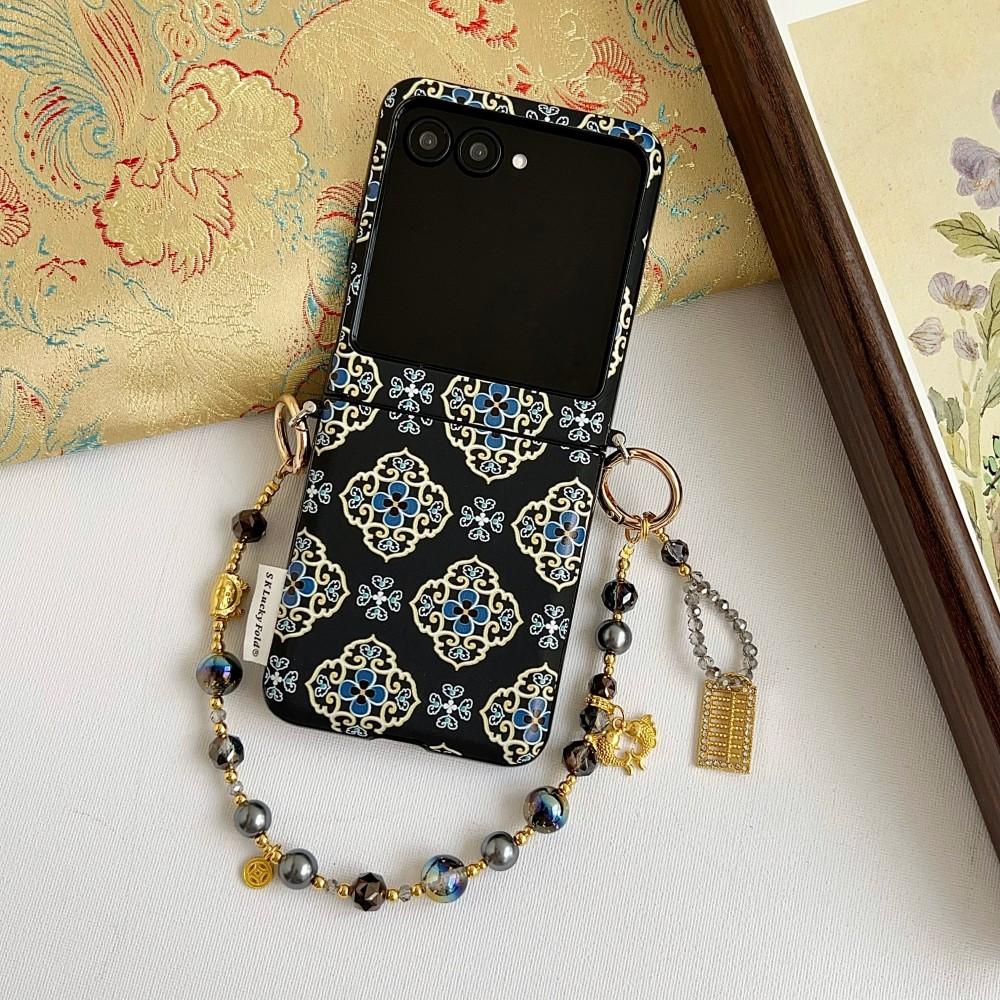 Chinese Style Phone Case For Motorola MotoRazr 50 60 Bracelet PC Hard Shell Protective Hand Strap Shockproof Back Cover