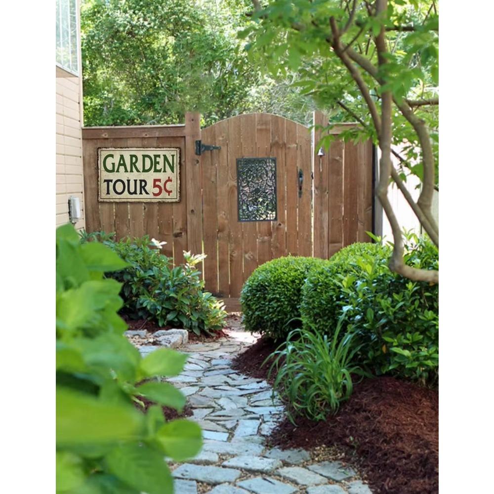 Garden Tin Sign Outdoor Gardening Metal Signs Garden Tours 5 Cents Retro Hummingbird Welcome Sign Flower Decor Wall Decor