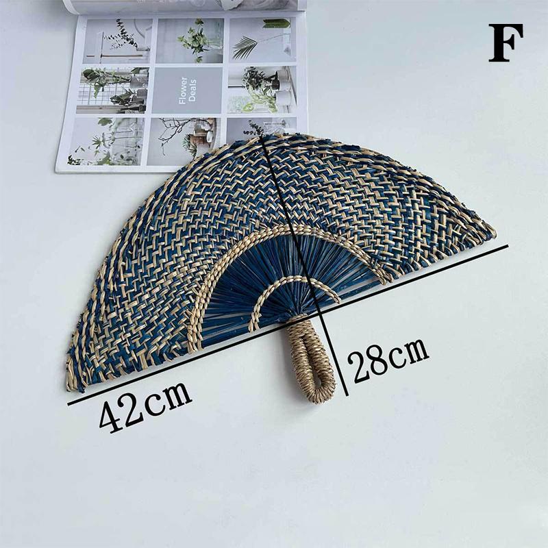 Hand-Woven Straw Fan Decorative Handmade Semicircular Woven Fan Summer Cooling Fan Handheld Fan Gift Home Decor