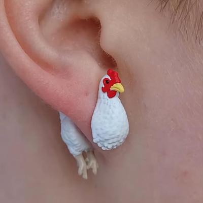 Серьги-гвоздики с курицей ручной работы, украшения с фермерскими животными, серьги с курицей в стиле фермерского дома, подарки для любителей кур