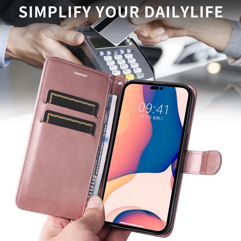 Сплошной цветной чехол-кошелек с держателем для карт для iPhone Huawei Honor Samsung Galaxy Xiaomi Redmi Флип-кобура из искусственной кожи