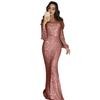 Women Prom Dress Tassel Sleeves Sheath Slim Fit V Neck Solid Color Sequin Fishtail Hem Evening Dress Cocktail Party Maxi Dress