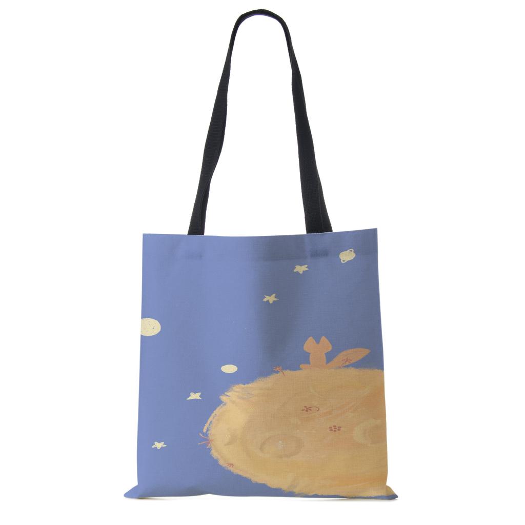 Классический мультфильм Маленький принц Лис Роза Принт Женские сумки-тоут Женские Повседневные Сумки через плечо Эко Сумки для покупок Для улицы KTY