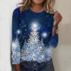 Женский новый повседневный топ с круглым вырезом и длинным рукавом на осень-зиму 2025 года с 3D-рождественским узором. Идеальный подарок на Хэллоуин и Рождество.