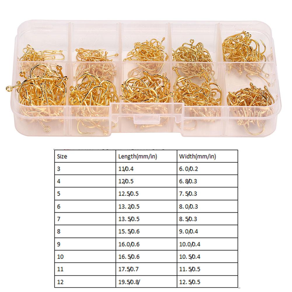 500Pcs Box High Carbon Steel Fishhooks Sharpened Barbed Circle Fishing Hooks Set 3 12 (#3)