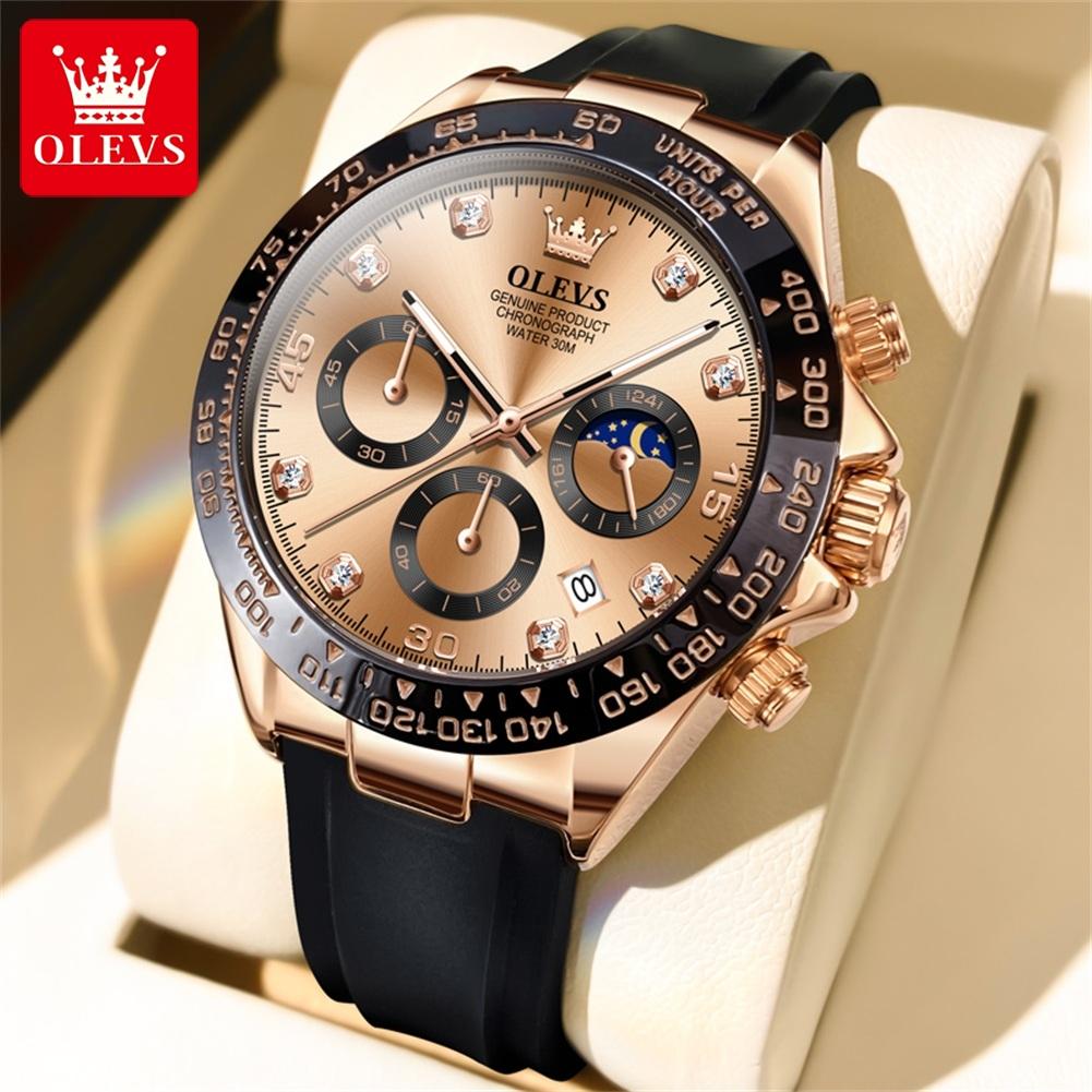 OLEVS 2875 Fashion Man Watch Luxury Original Moon Phase Calendar Wristwatch Chronograph Luminous Waterproof Watch For Men