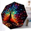 1pc Colorful Feathers Peacock Automatic, Cute Cartoon Pattern, Portable Outdoor Umbrella, Perfect, Holiday Gift for fans.C082