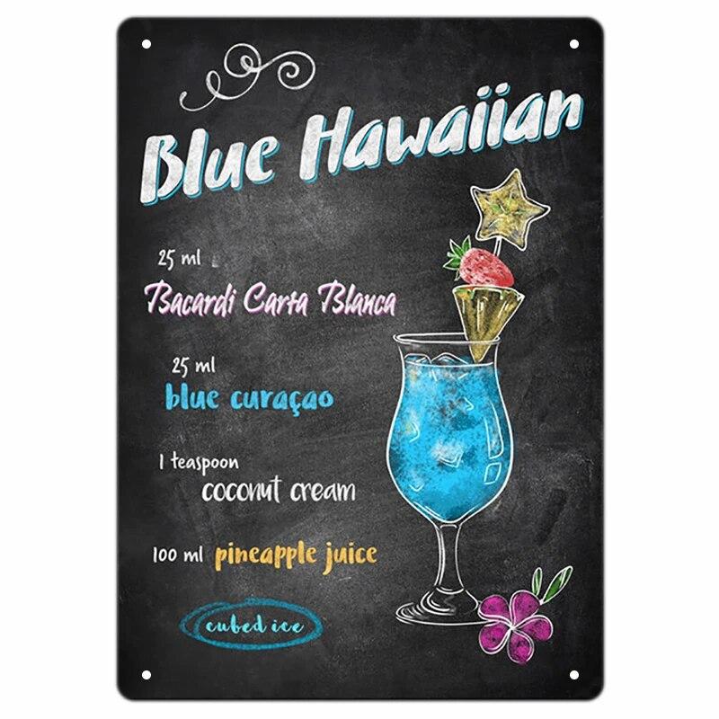 Vintage Bloody Mary Poster Tin Sign Retro Whiskey Sour Cocktail Metal Plaque Tiki Bar Pub Kitchen Home Decor