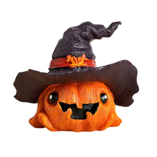 Mini Pumpkin Statue with Witch Hat Halloween Decoration Exquisite Workmanship Cute Pumpkin Figurine Table Festival Decoration