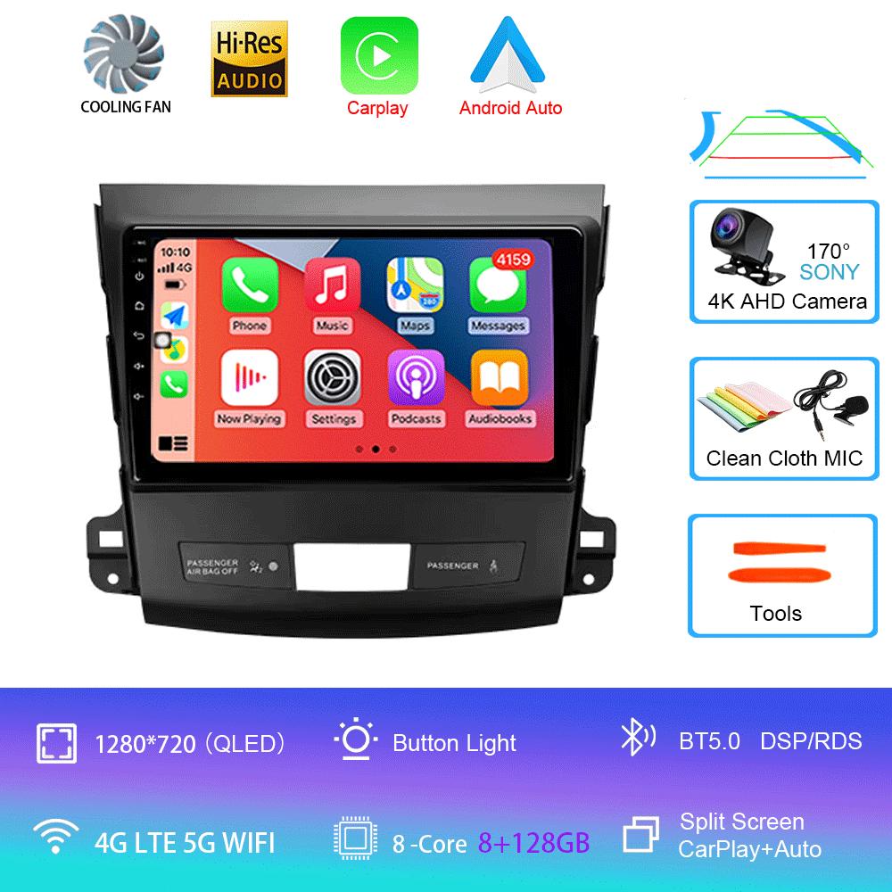Автомобильное радио Android 14 Carplay для Mitsubishi Outlander 2006-2011 Peugeot 4007 Citroen C-Crosser GPS мультимедийный плеер стерео 2din