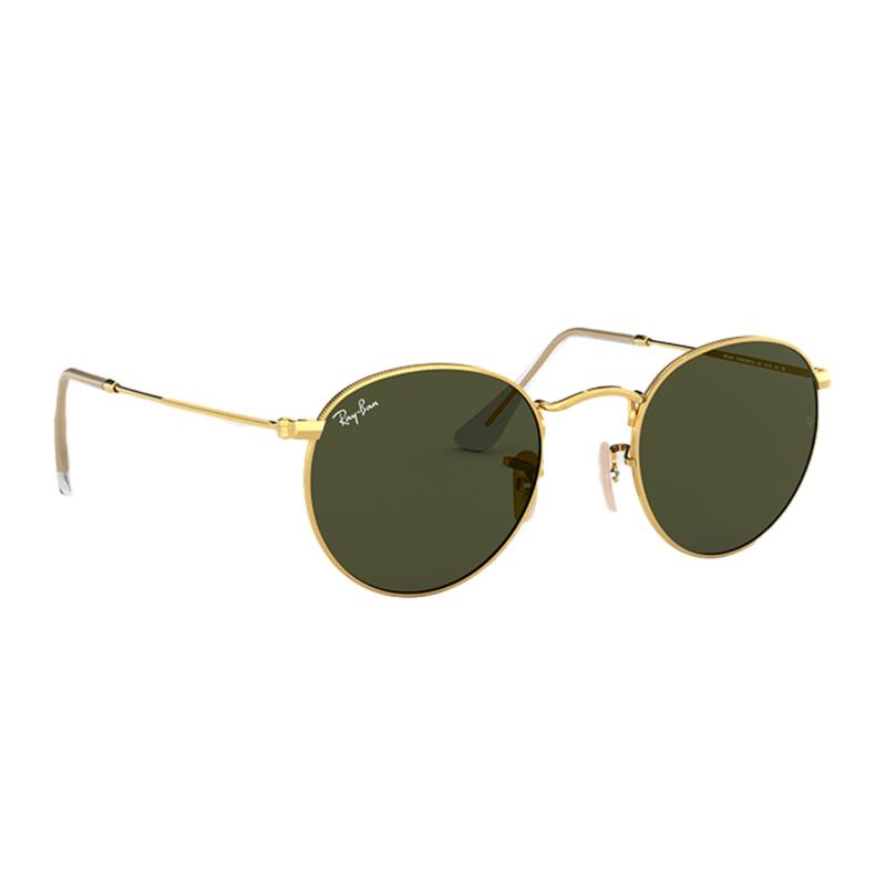 Винтажные круглые очки RayBan с зелеными линзами, круглые металлические солнцезащитные очки